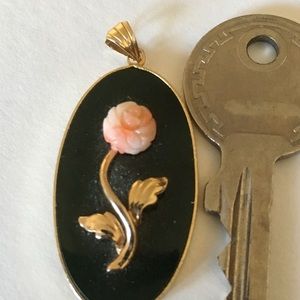 nephrite Jade Carved Jade Floral pendant.